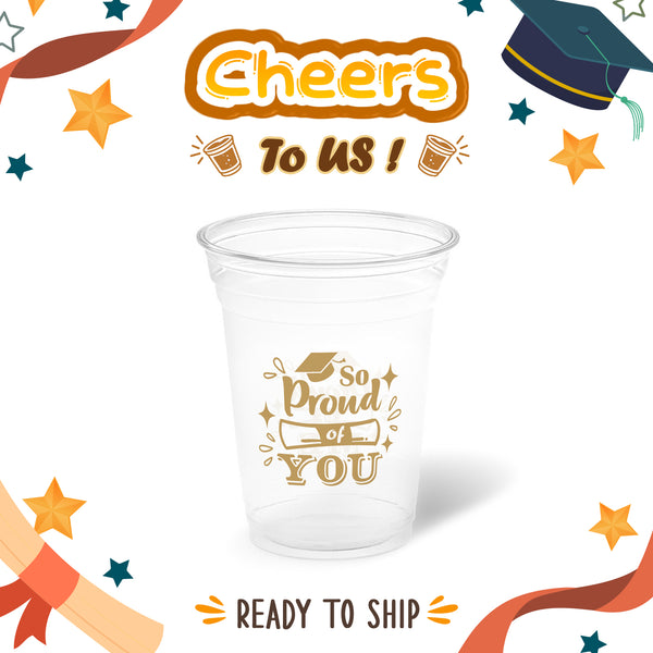 10 oz. Graduation Recyclable Plastic Cup – Cheers to us (Khaki) - THE CUP STORE