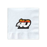 3-PLY White Lunch Napkin with "40 years of excellence" on white background