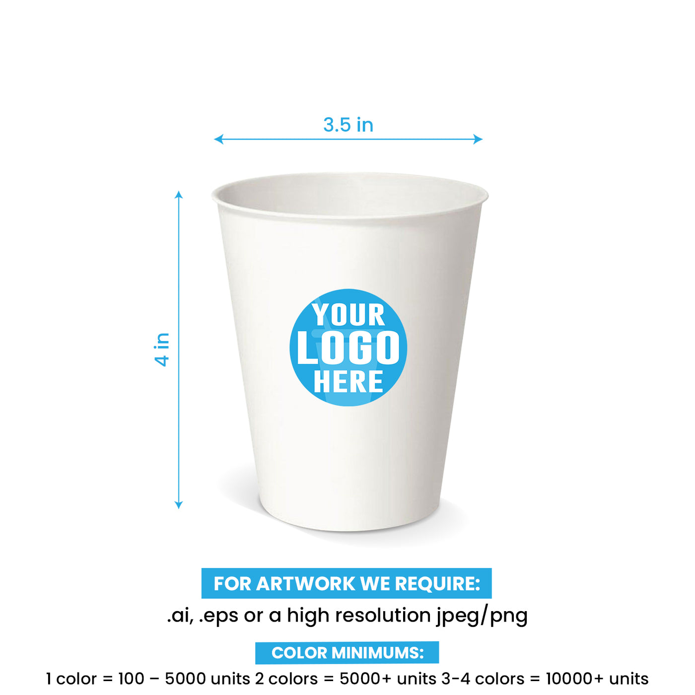 12 oz. Custom Printed Recyclable Paper Cup 1000/Case