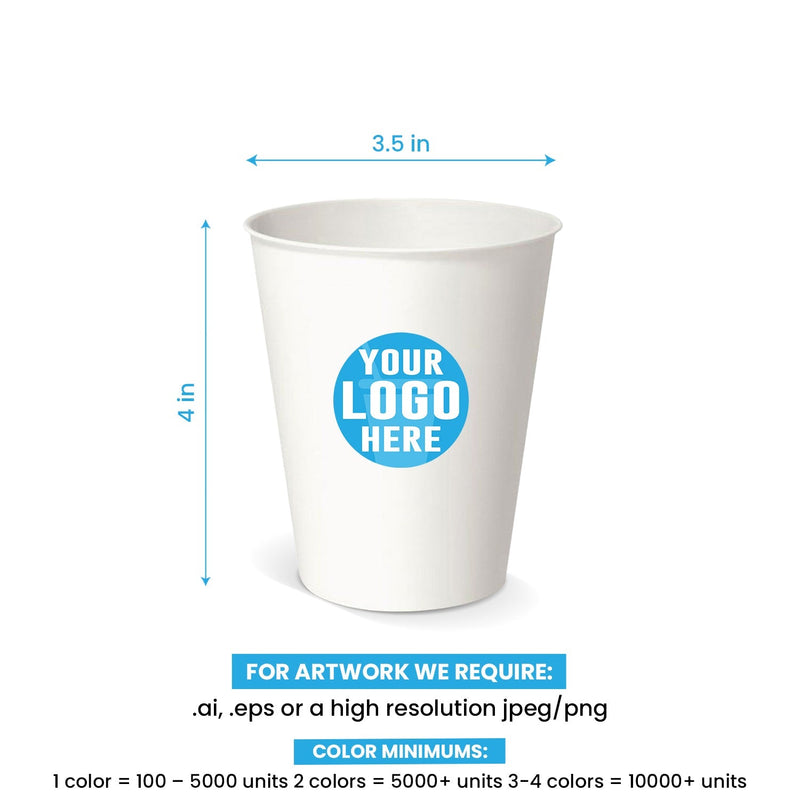 12 oz. Custom Printed Recyclable Paper Cup - THE CUP STORE