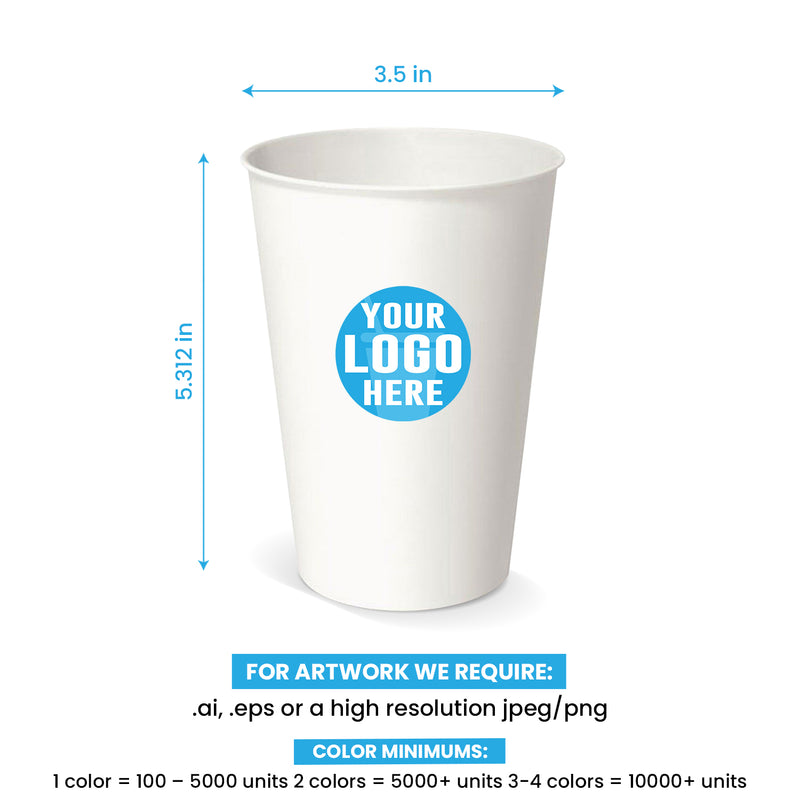 16 oz. Custom Printed Recyclable Paper Cup - THE CUP STORE