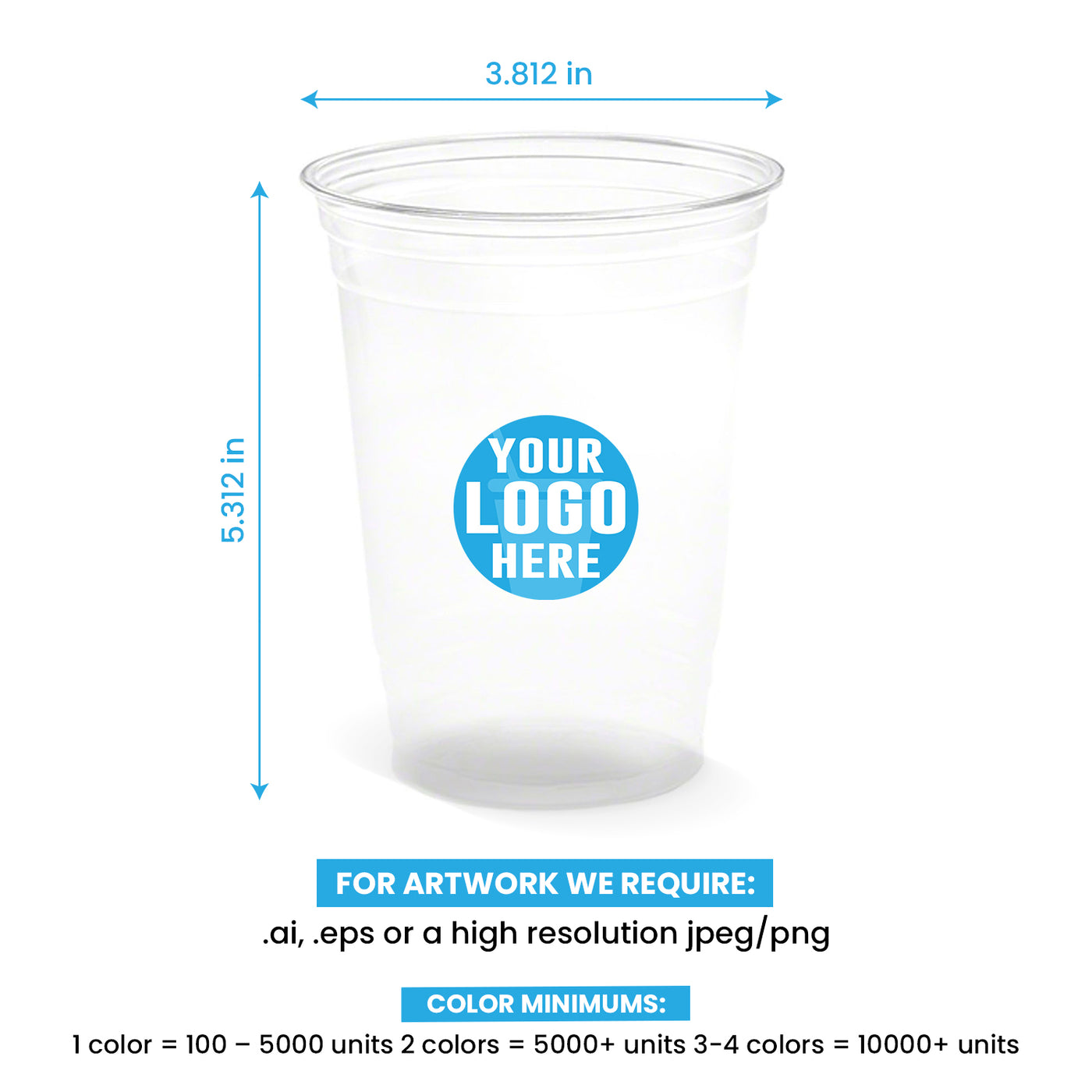 20 oz clear plastic disposable cups 20 oz. Custom Printed Recyclable Plastic Cup 1000/Case