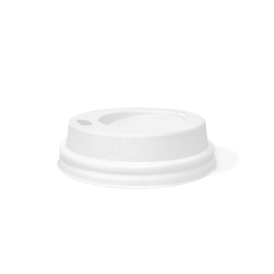White Dome Lid For 8 oz. Recyclable And Compostable Single Wall Paper Cup