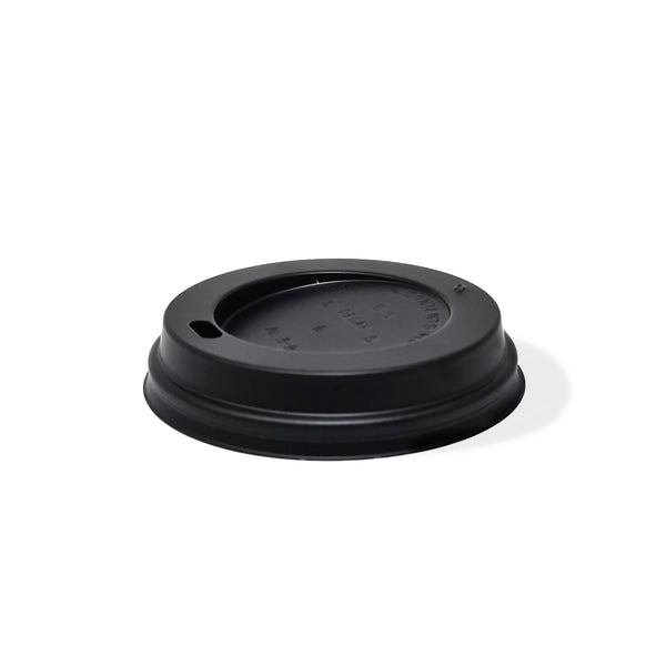 Black Dome Lid For 8 oz. Recyclable And Compostable Single Wall Paper Cup - THE CUP STORE