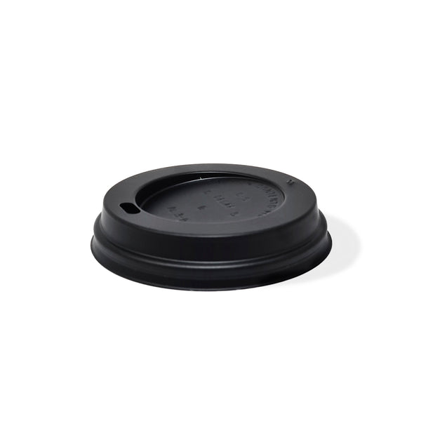 Black Dome Lid For 8 oz. Recyclable And Compostable Single Wall Paper Cup