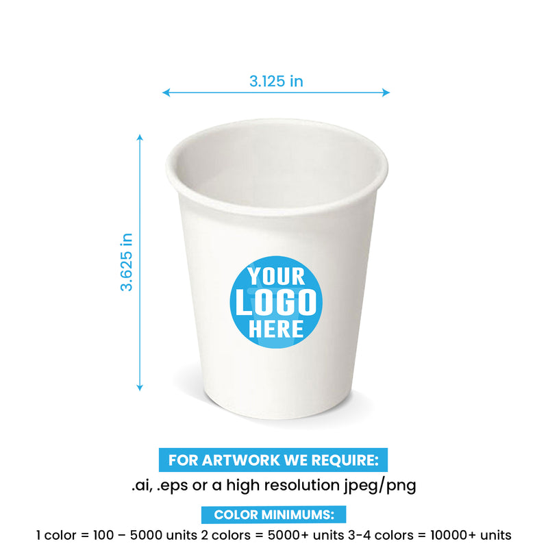 8 oz. Custom Printed Compostable Paper Cup 1000/Case