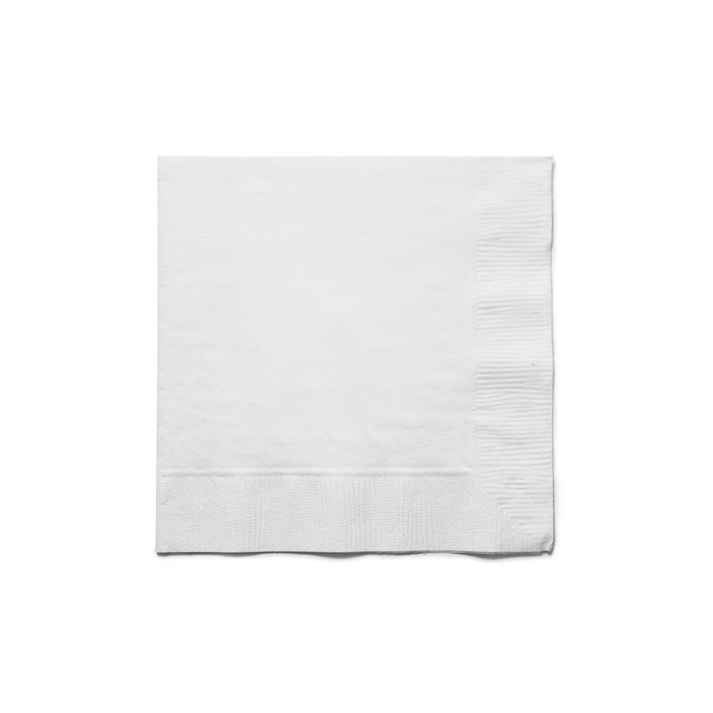 Nap Bev Wht Blank Premium 3-PLY White Beverage Napkin | THE CUP STORE