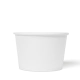 Blank 12 oz recyclable paper food container on white background.