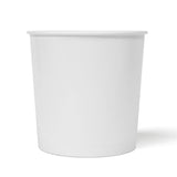 Blank 24 oz recyclable paper food container on white background.
