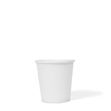 Blank 4 oz recyclable paper cup on white background.