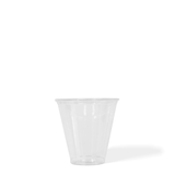 Blank 5 oz recyclable plastic cup on white background.