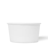 Blank 8 oz recyclable paper food container on white background.