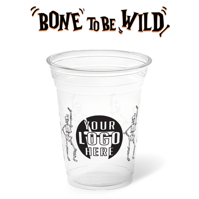 16 oz. Holiday Recyclable Plastic Cup - Bone To Be Wild (Black)