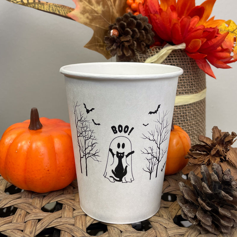 12 oz. Holiday Recyclable Paper Cup - Halloween More Boos Please - THE CUP STORE