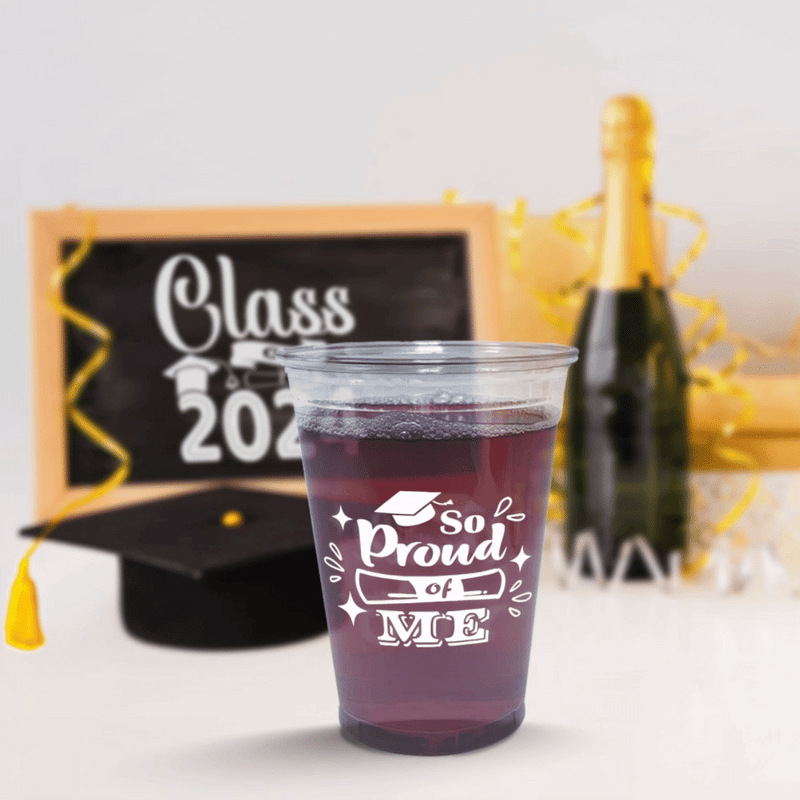 10 oz. Graduation Recyclable Plastic Cup – Cheers to us (White) - THE CUP STORE