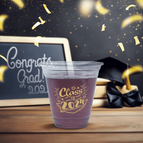 12 oz. Graduation Recyclable Plastic Cup – Class of Victory (Khaki) - THE CUP STORE
