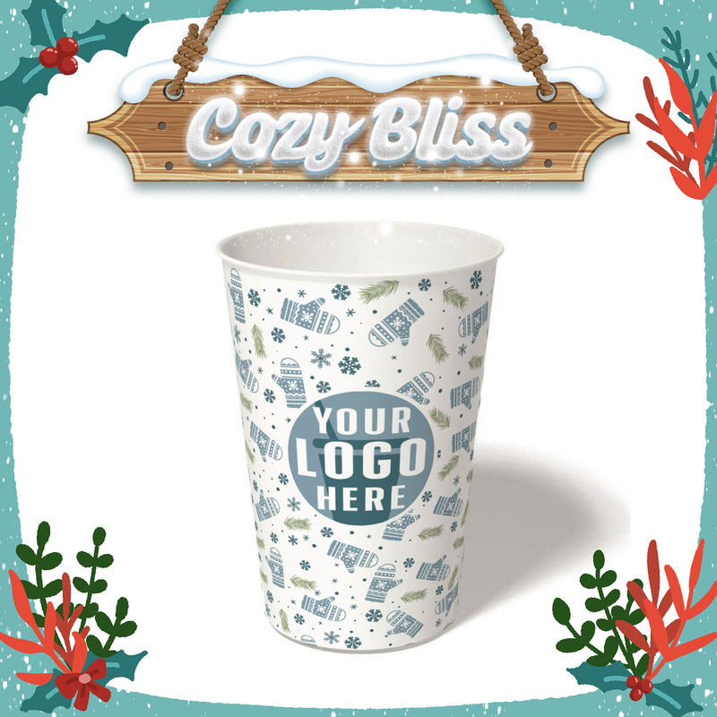 16 oz. Holiday Recyclable Paper Cup – Custom Cozy Bliss