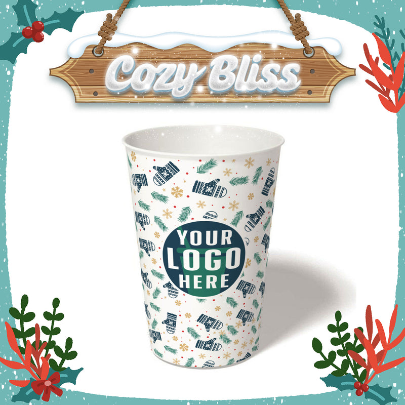 16 oz. Holiday Recyclable Paper Cup – Custom Cozy Bliss