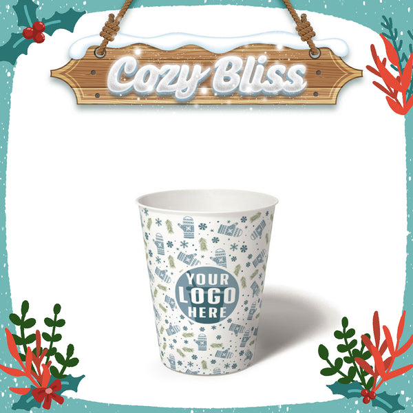8 oz. Holiday Recyclable Paper Cup – Custom Cozy Bliss