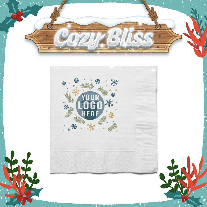 Holiday Premium White Beverage Napkin – Custom Cozy Bliss