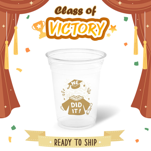 10 oz. Graduation Recyclable Plastic Cup – Class of Victory (Khaki) - THE CUP STORE