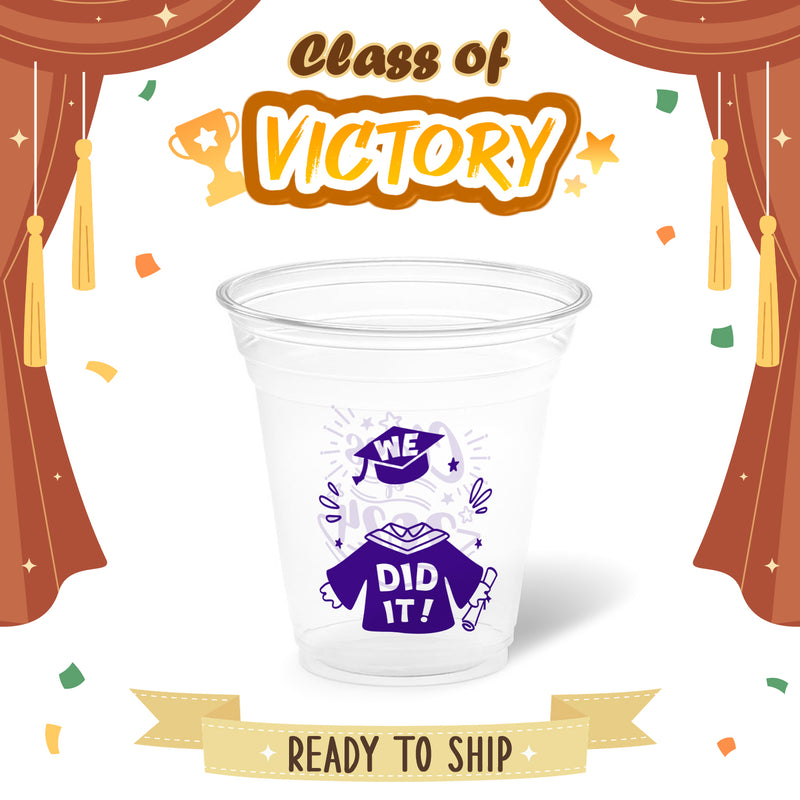 12 oz. Graduation Recyclable Plastic Cup – Class of Victory (Blue) - THE CUP STORE