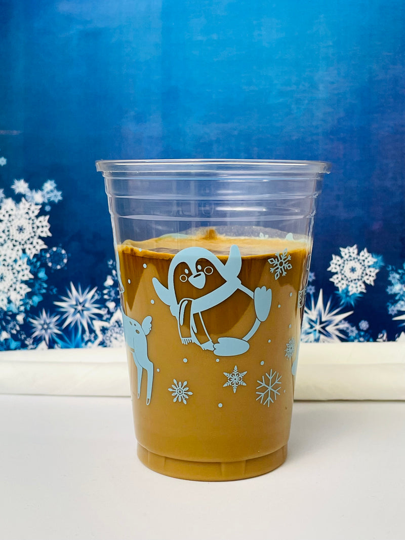 10 oz. Holiday Recyclable Plastic Cup - Frozen Fauna (Light Blue) - THE CUP STORE