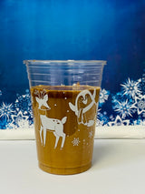 10 oz. Holiday Recyclable Plastic Cup - Frozen Fauna (White) - THE CUP STORE