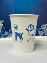 12 oz. Holiday Recyclable Paper Cup - Frozen Fauna (Dark Blue) - THE CUP STORE