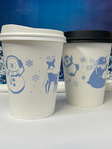 12 oz. Holiday Recyclable Paper Cup - Frozen Fauna (Light Blue) - THE CUP STORE