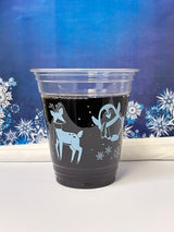 12 oz. Holiday Recyclable Plastic Cup - Frozen Fauna (Light Blue) - THE CUP STORE