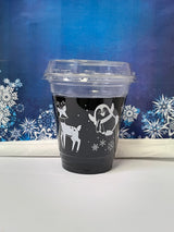 12 oz. Holiday Recyclable Plastic Cup - Frozen Fauna (White) - THE CUP STORE