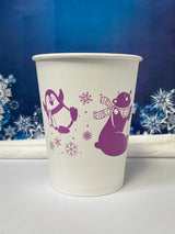 12 oz. Holiday Recyclable Paper Cup - Frozen Fauna (Purple) - THE CUP STORE