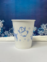 8 oz. Holiday Recyclable Paper Cup - Frozen Fauna (Light Blue) - THE CUP STORE