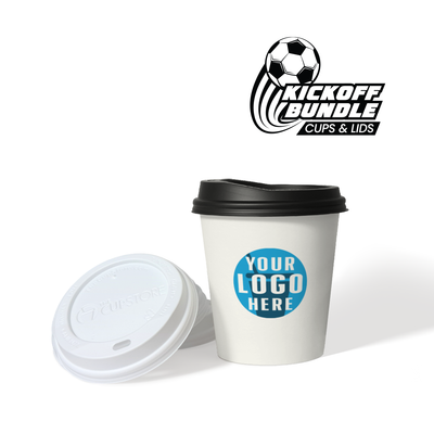 10 oz. Custom Printed Recyclable Paper Cups with White Dome Lids Bundle