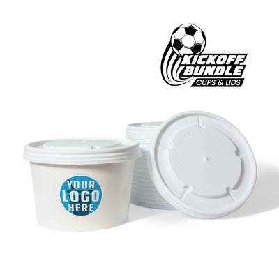 12 oz. Custom Printed Recyclable Paper Food Containers with Flat Lids Bundle