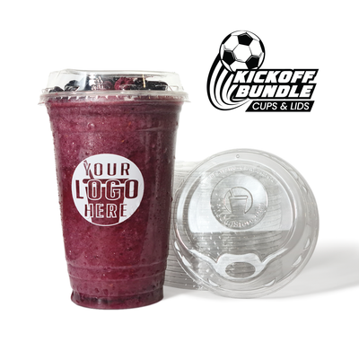 20 oz. Custom Printed Recyclable Plastic Cups with Sip Lids Bundle