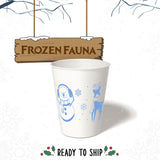 8 oz. Holiday Recyclable Paper Cup - Frozen Fauna (Light Blue) - THE CUP STORE