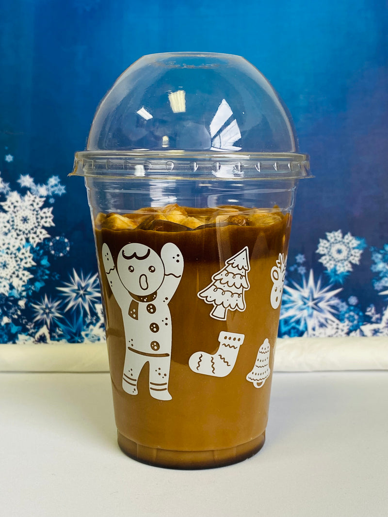 10 oz. Holiday Recyclable Plastic Cup - Gingerbread Bash (White) - THE CUP STORE