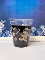 12 oz. Holiday Recyclable Plastic Cup - Gingerbread Bash (Beige) - THE CUP STORE