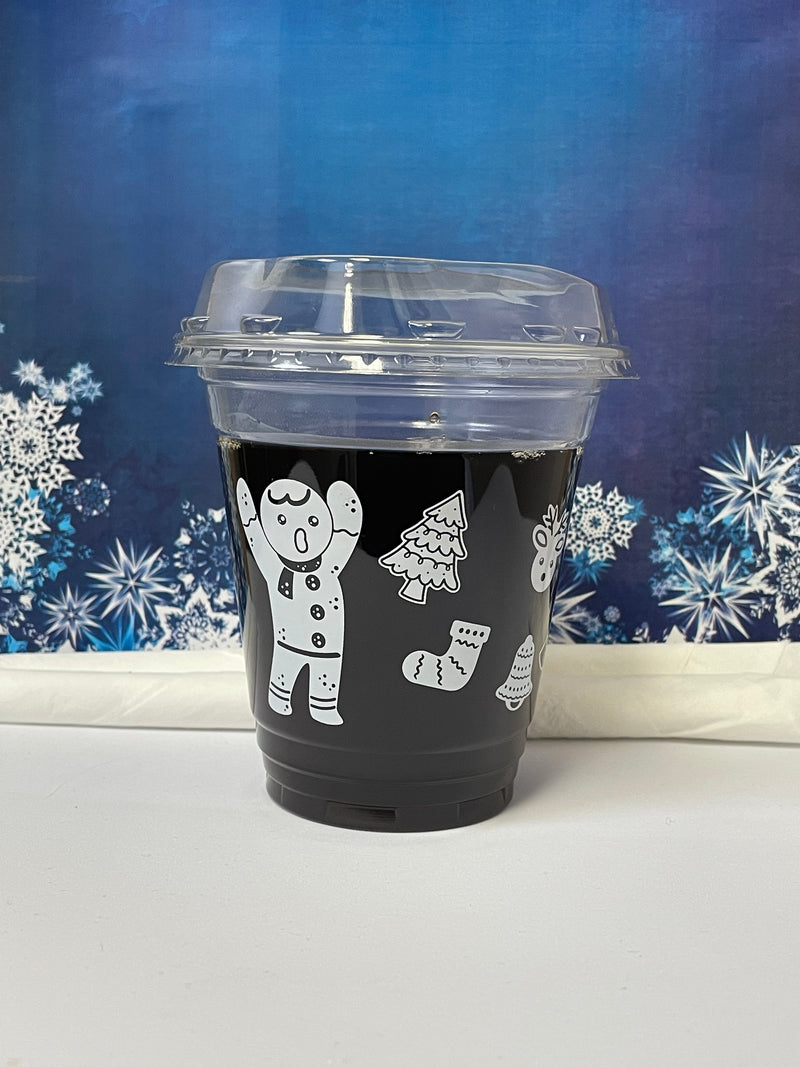12 oz. Holiday Recyclable Plastic Cup - Gingerbread Bash (White) - THE CUP STORE