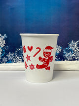 8 oz. Holiday Recyclable Paper Cup - Gingerbread Bash (Red) - THE CUP STORE