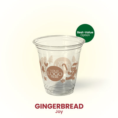 12 oz. Gingerbread Joy - Custom Printed Recyclable Plastic Cup