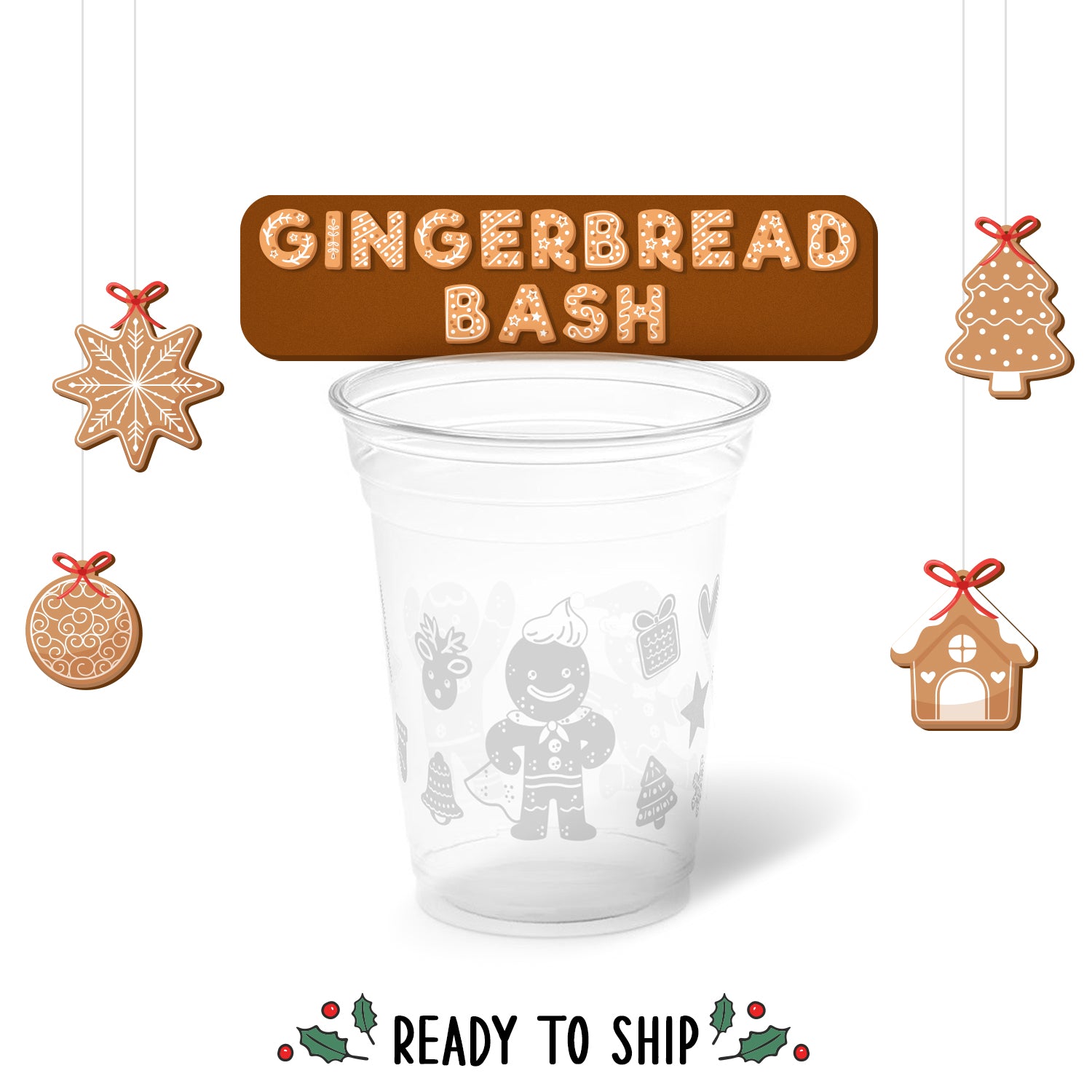 24 Disposable Christmas Gingerbread Party Cups 7 Oz