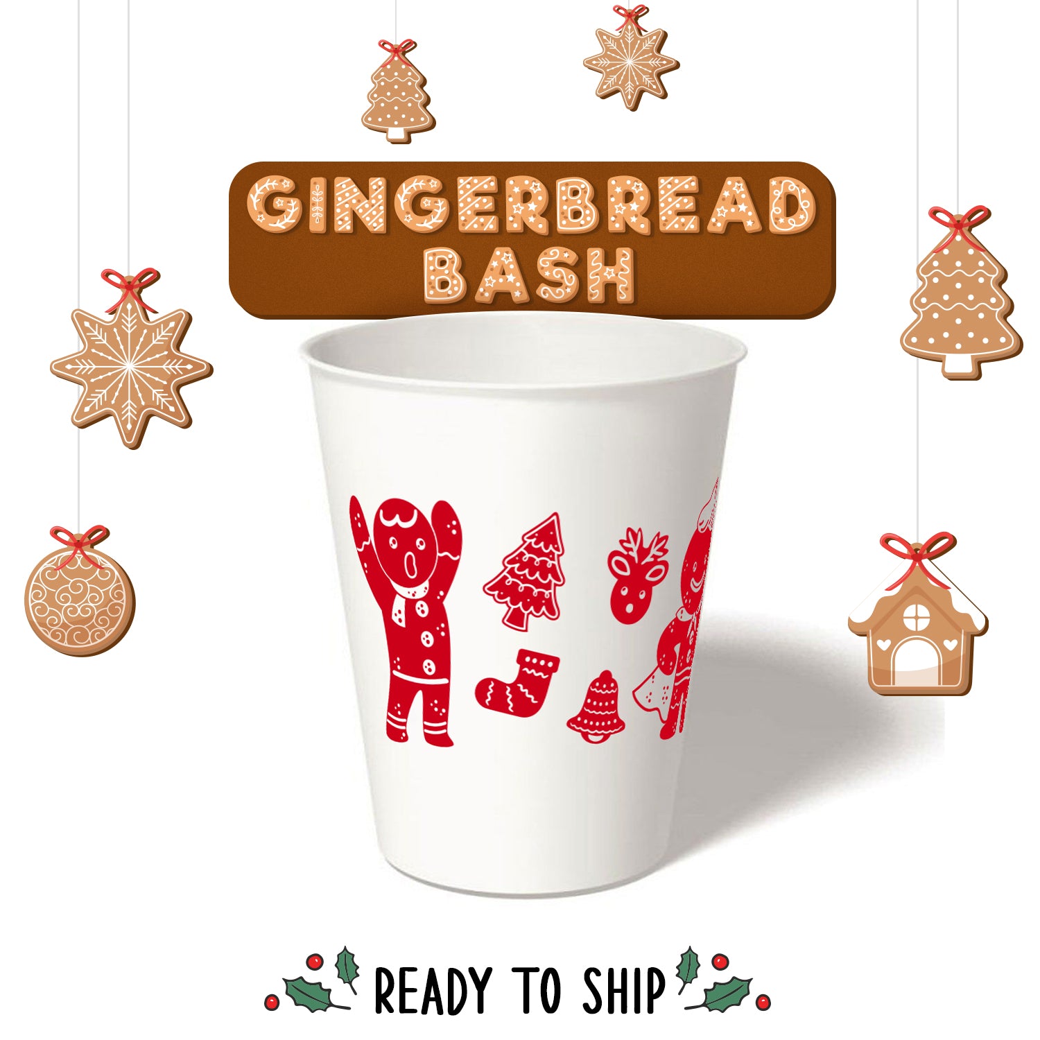 Gingerbread Cups Disposable Christmas Coffee Cups -  in 2023
