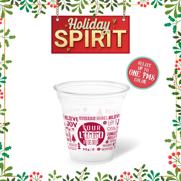 12 oz. Holiday Recyclable Plastic Cup – Custom Holiday Spirit