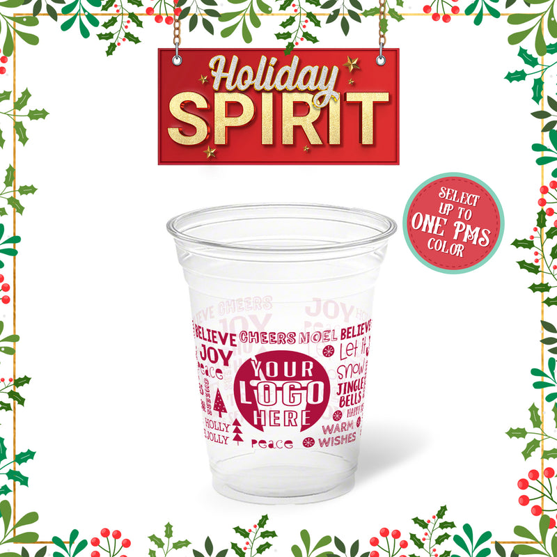 16 oz. Holiday Recyclable Plastic Cup – Custom Holiday Spirit
