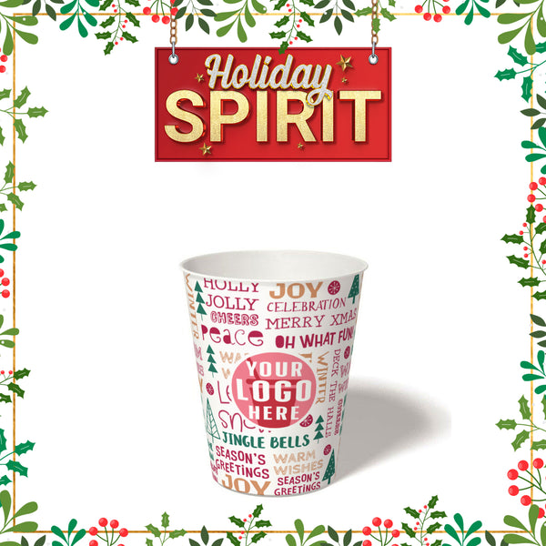 8 oz. Holiday Recyclable Paper Cup – Custom Holiday Spirit