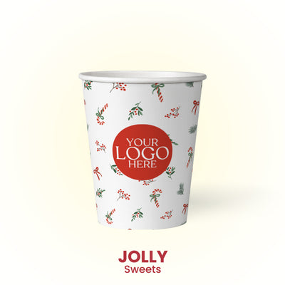 12 oz. Jolly Sweets- Premium Multicolor Custom Printed Recyclable Paper Cup