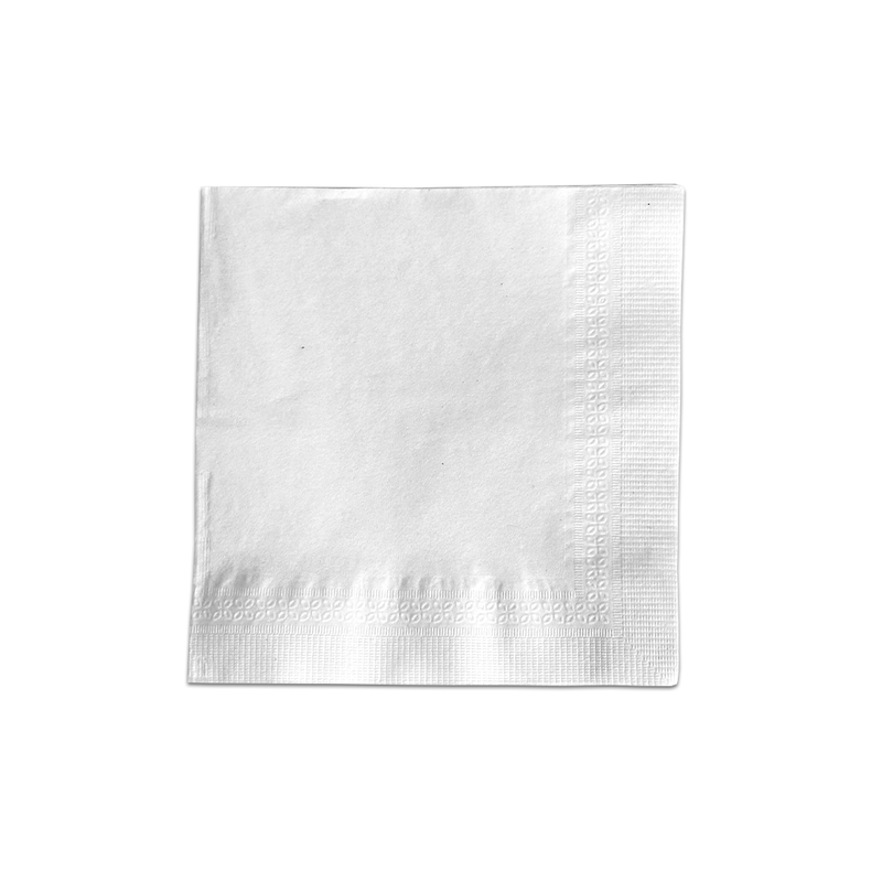 Blank Premium 2-PLY White Beverage Napkin - 500-002 - THE CUP STORE